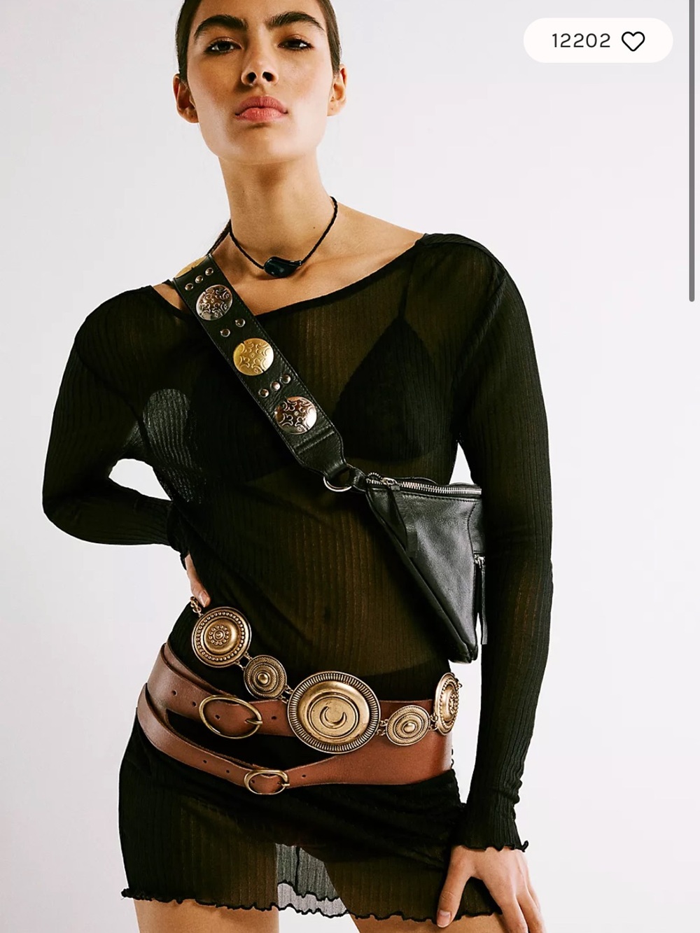 FREE PEOPLE Wilder Embellished Sling Leather Bag